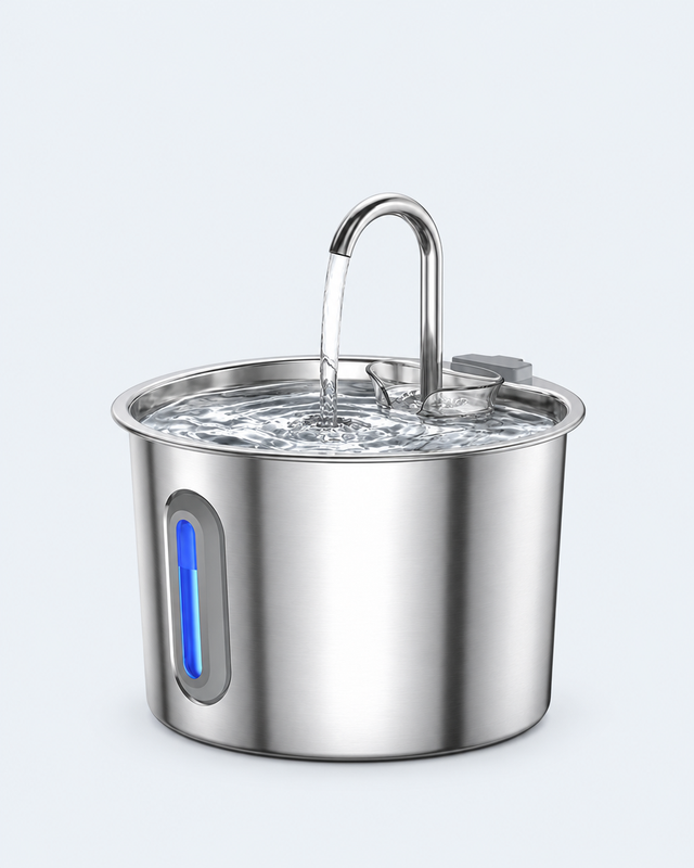 Whiskerwell Katzen-Trinkbrunnen mit Wasserstrahl, Frontansicht