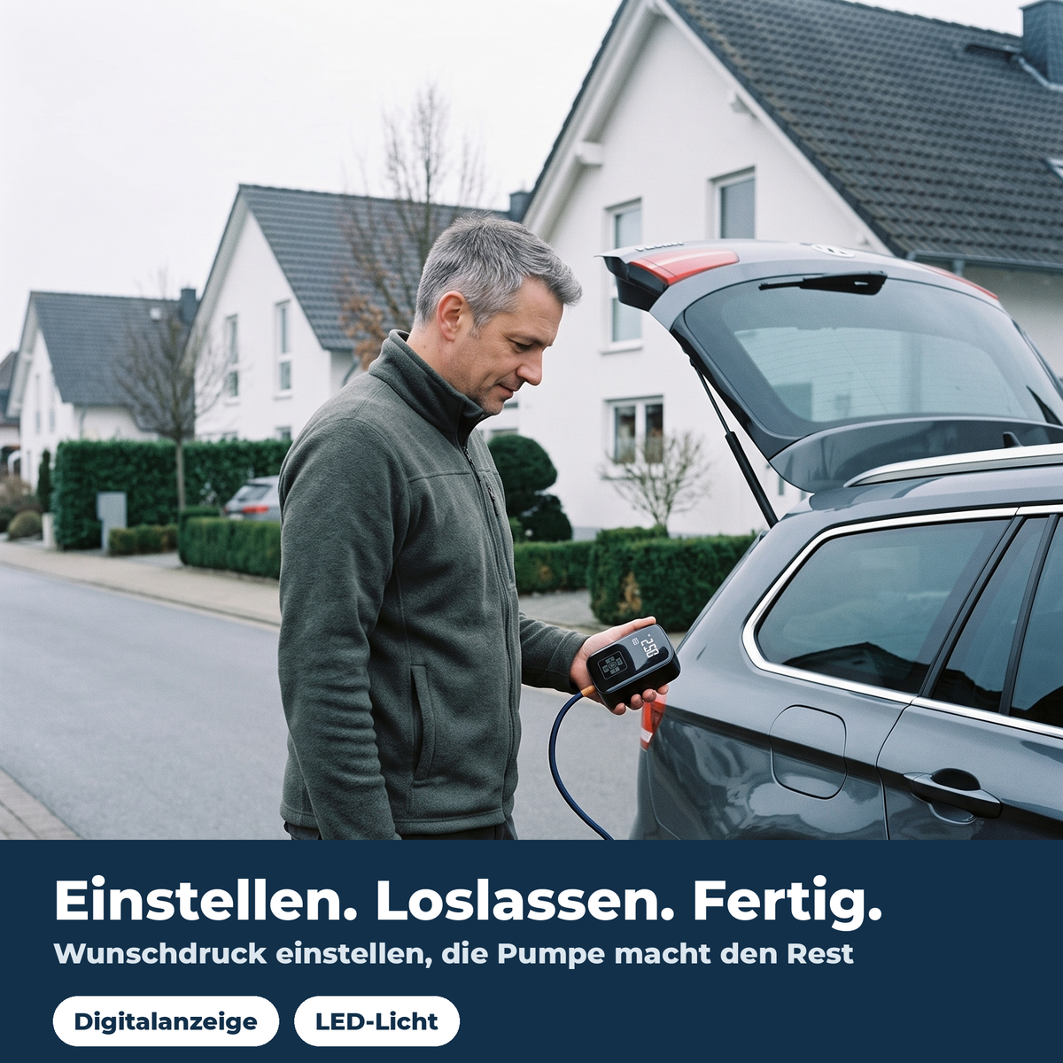 Wunschdruck einstellen, die Pumpe stoppt von selbst