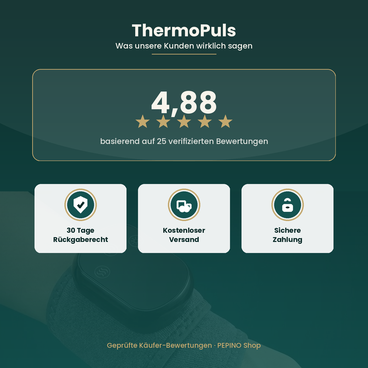 ThermoPuls – Wärme- & Vibrations-Bandage für Handgelenk